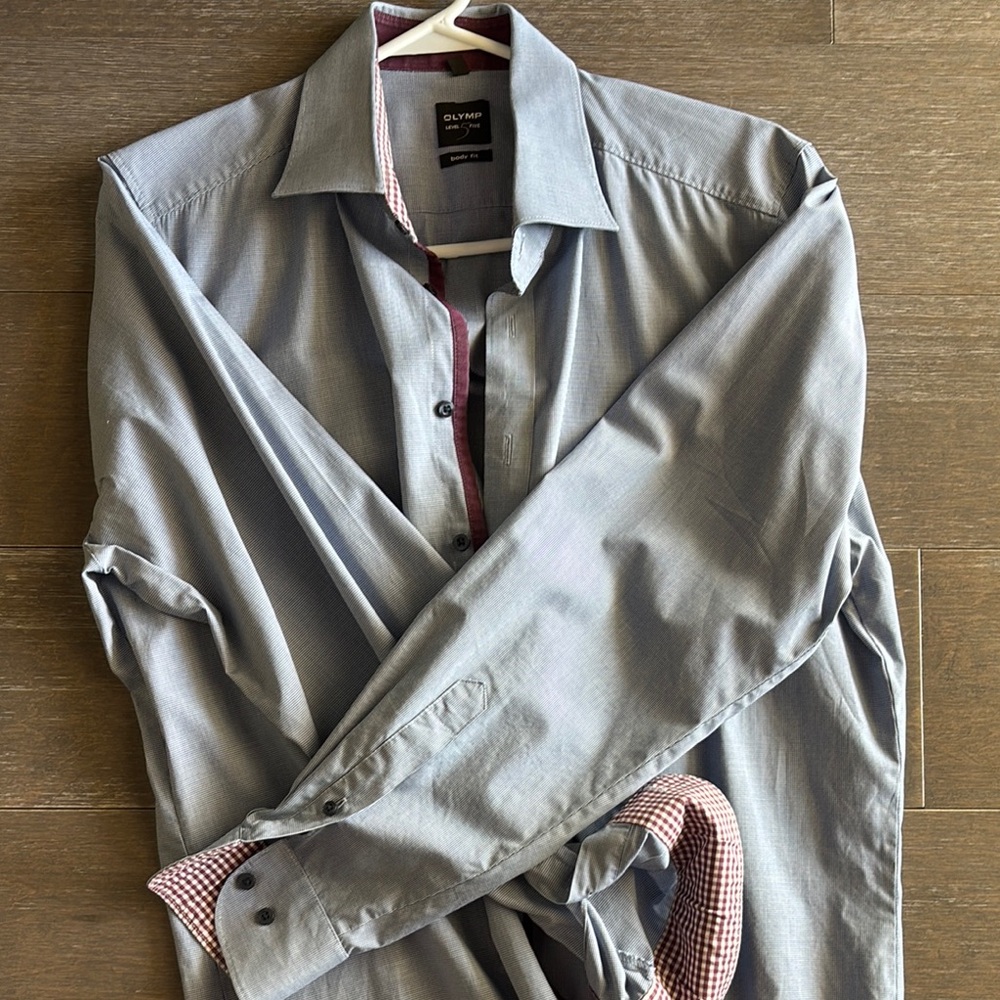Olymp Luxor Blue Button-Up Shirt